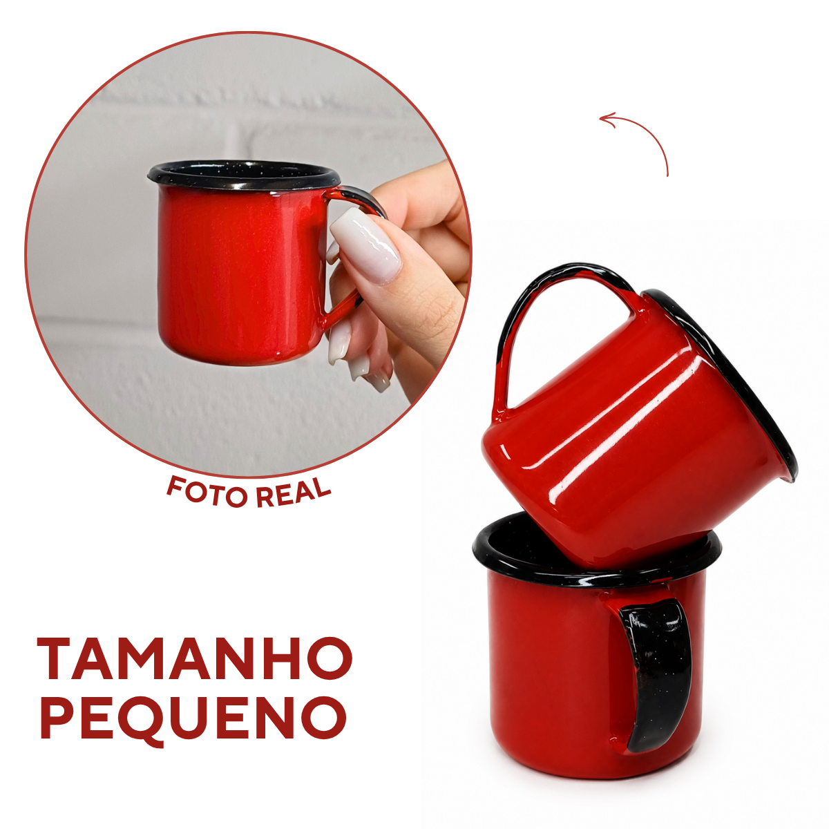 Caneca Agata 70ml Esmaltado Café Interior Preto