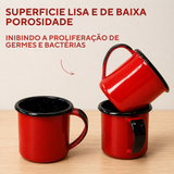 Caneca Agata 70ml Esmaltado Café Interior Preto