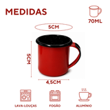 Caneca Agata 70ml Esmaltado Café Interior Preto