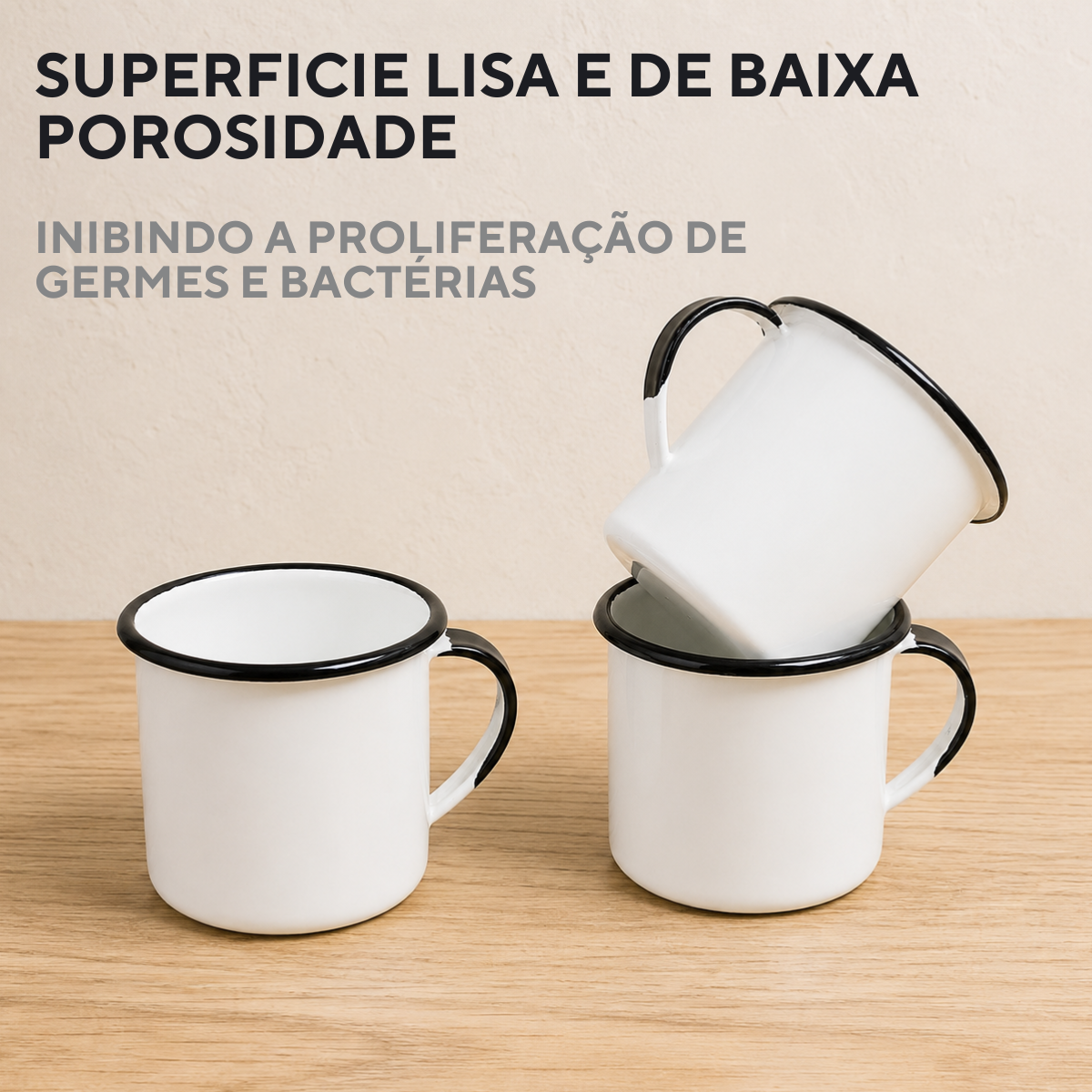 Caneca Xícara 70ml Esmaltado Borda Preta Agata