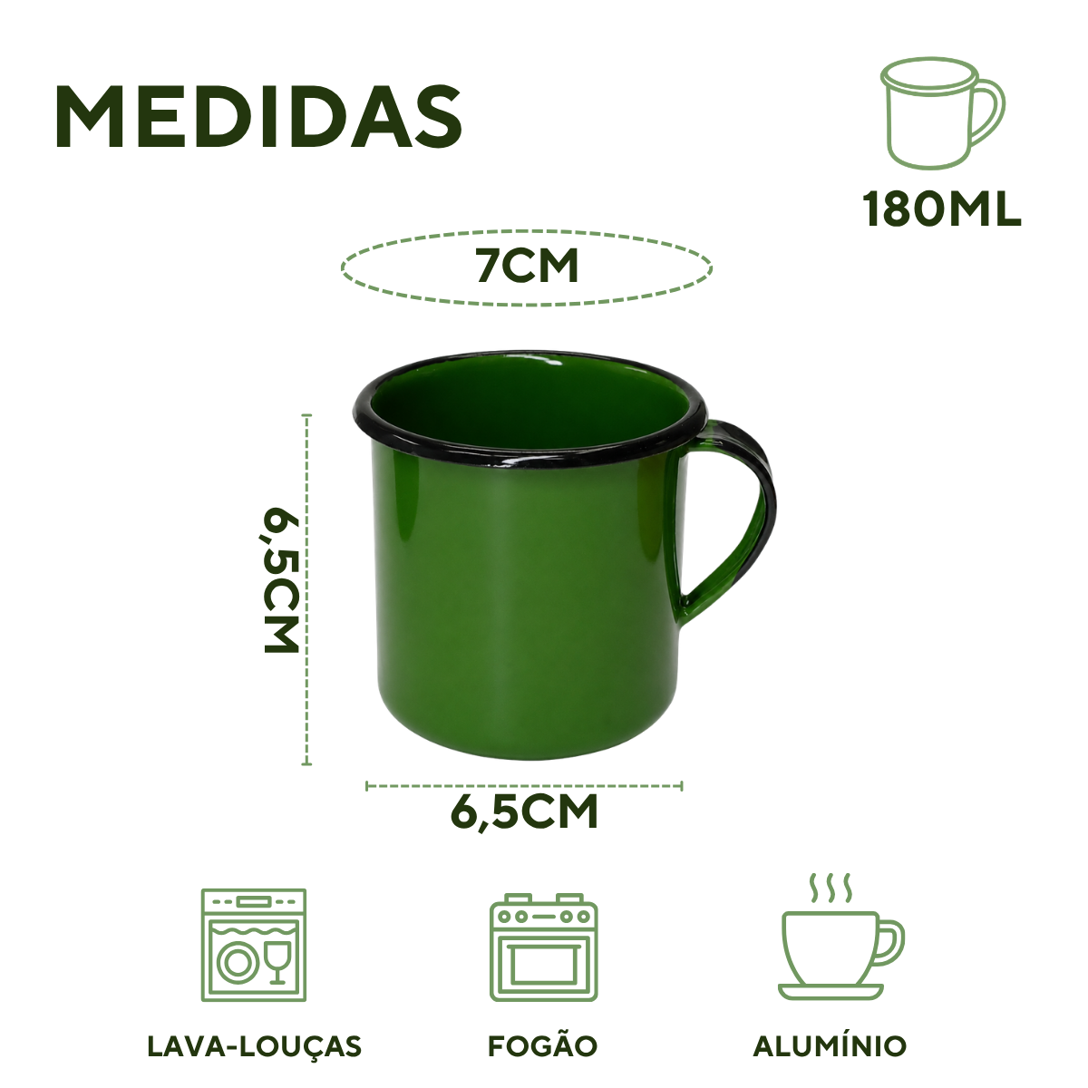 Caneca Esmaltada Agata 180ml Para Café Chá Retrô