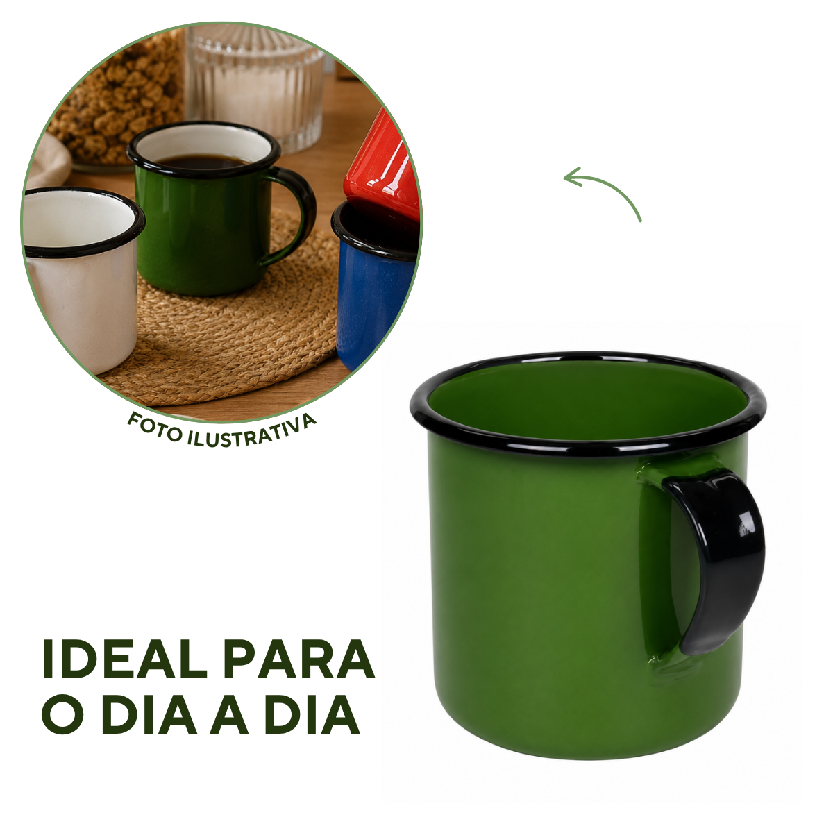 Caneca Esmaltada Agata 180ml Para Café Chá Retrô