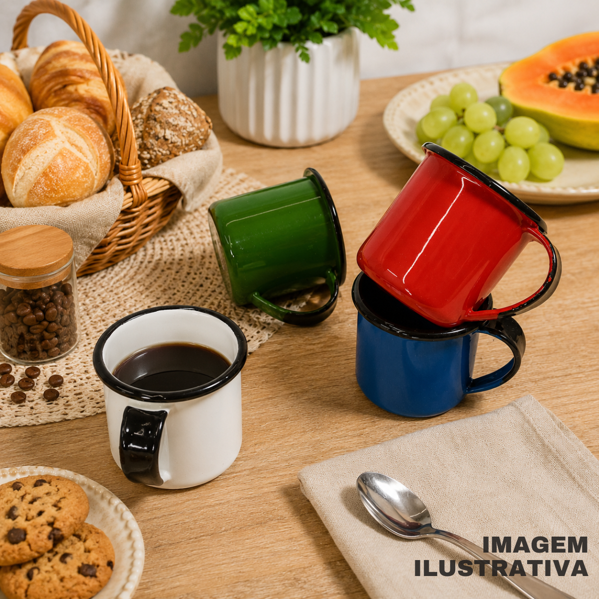 Caneca Esmaltada Agata 180ml Para Café Chá Retrô