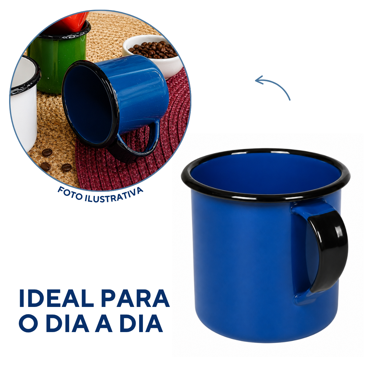Caneca Xícara 180ml Agata Aço Esmaltado