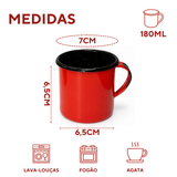 Caneca Agata Esmaltado 180ml Interior Preto