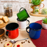 Caneca Agata Esmaltado 180ml Interior Preto