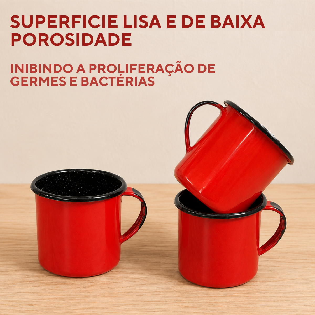 Caneca Agata Esmaltado 180ml Interior Preto
