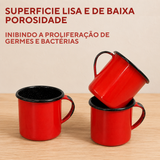 Caneca Agata Esmaltado 180ml Interior Preto