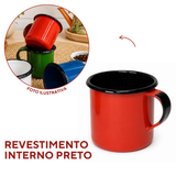 Caneca Agata Esmaltado 180ml Interior Preto