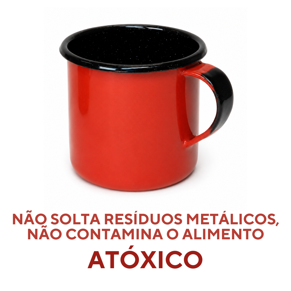 Caneca Agata Esmaltado 180ml Interior Preto