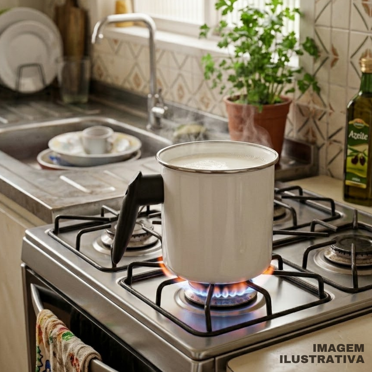 Caneca Leiteira Agata 1,25 L Esmaltada Fogão Indução