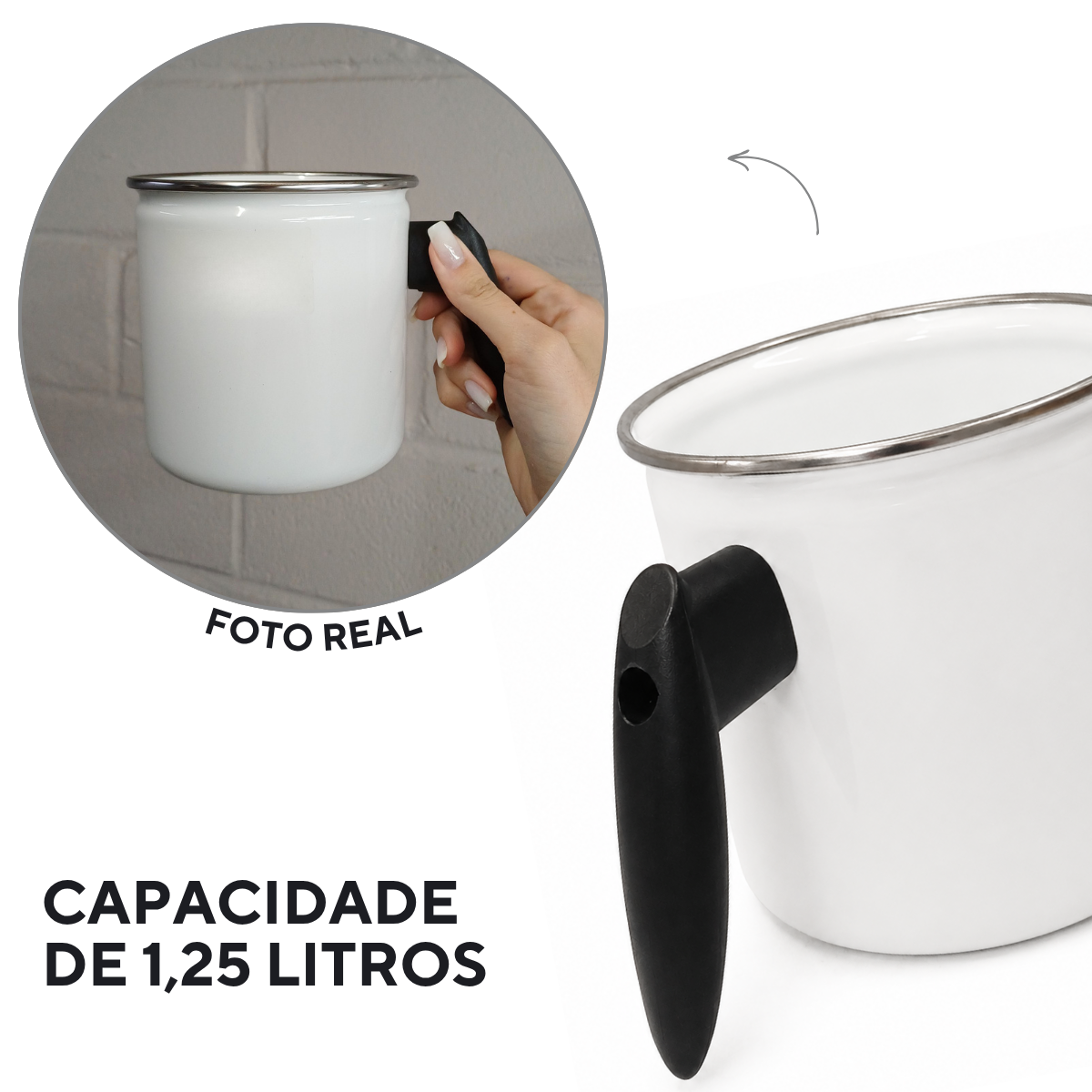 Caneca Leiteira Agata 1,25 L Esmaltada Fogão Indução