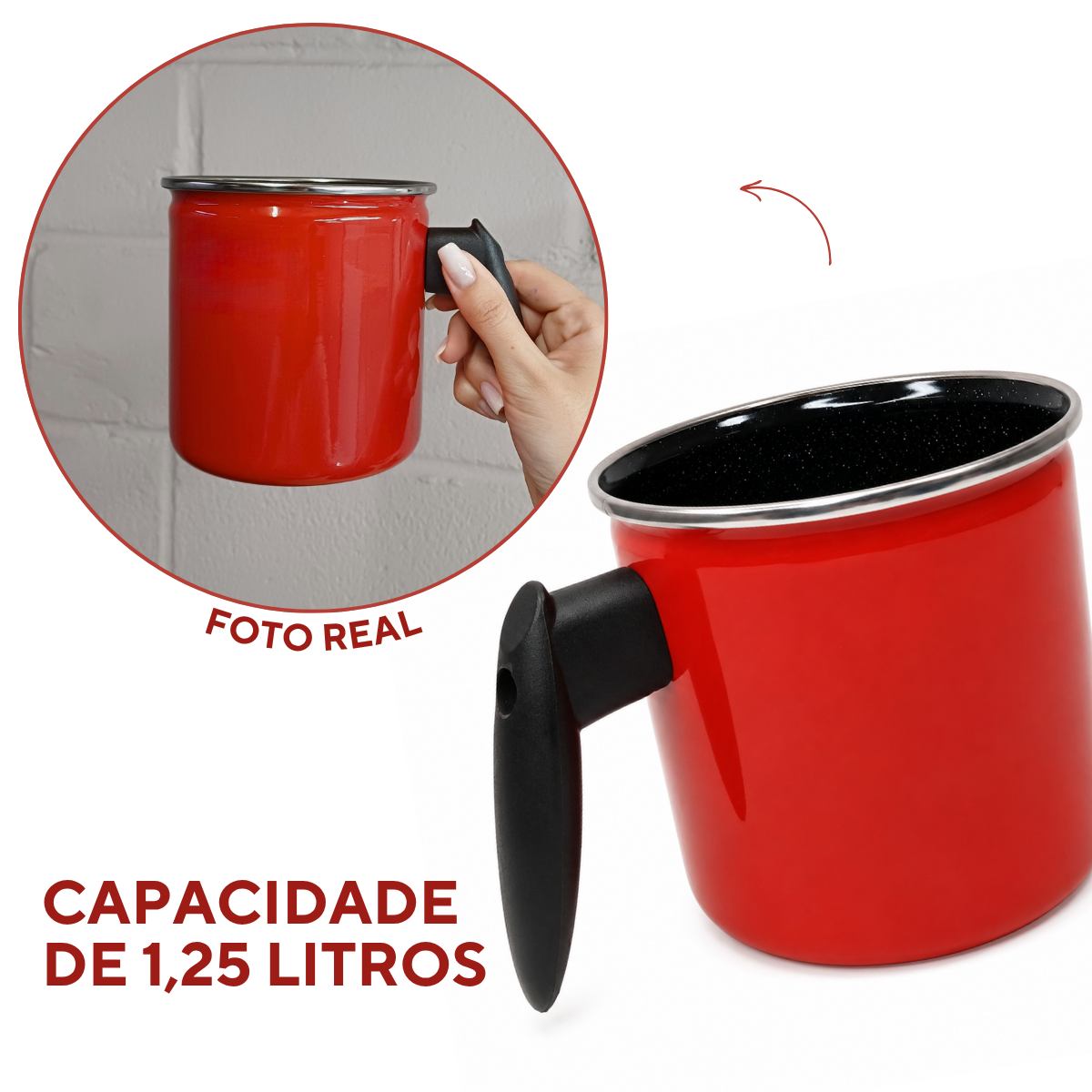 Leiteira Agata 1,25 Litro Esmaltado Aço Vitrificado