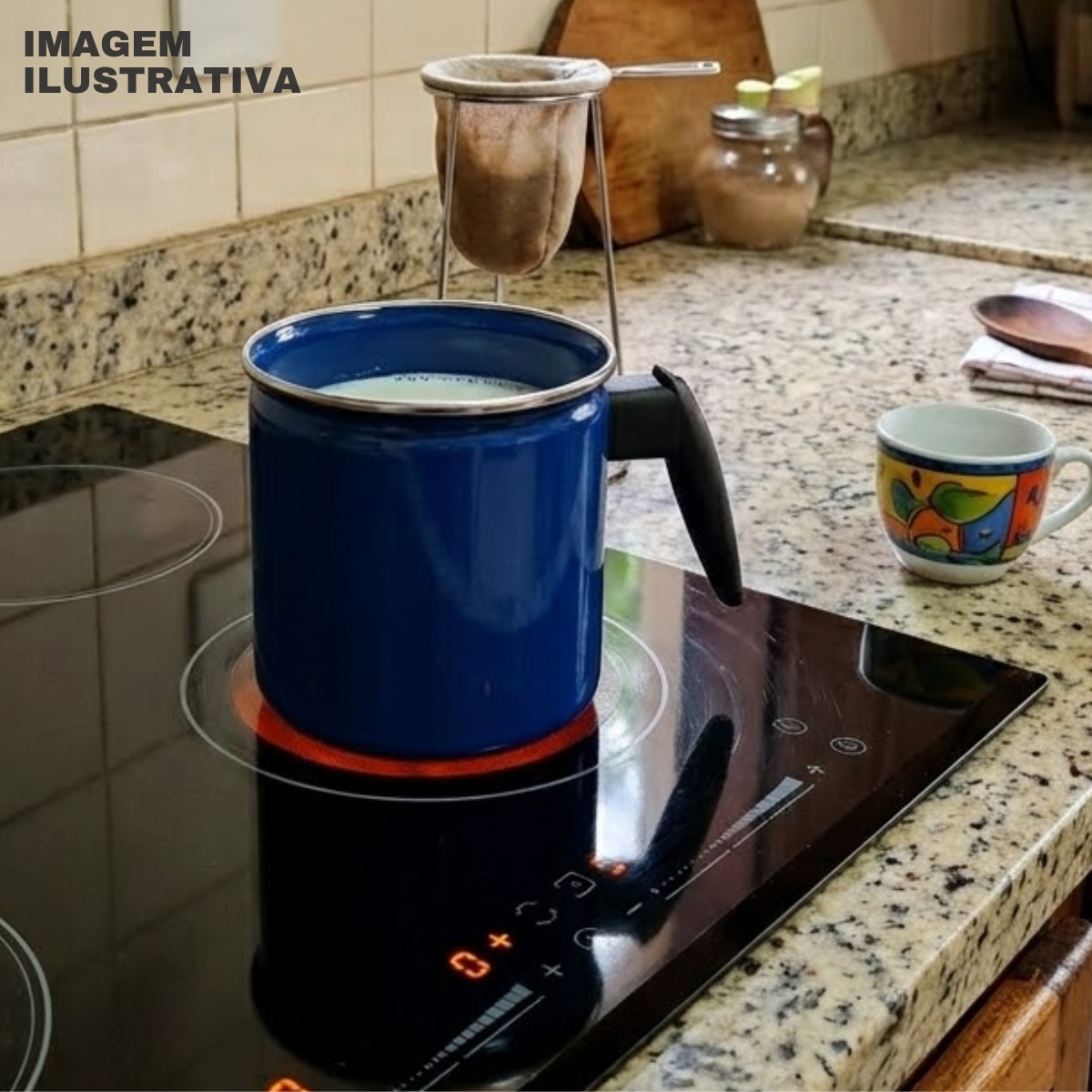 Leiteira Caneca Agata Aço Vitrificado 1,25 L Indução Leite