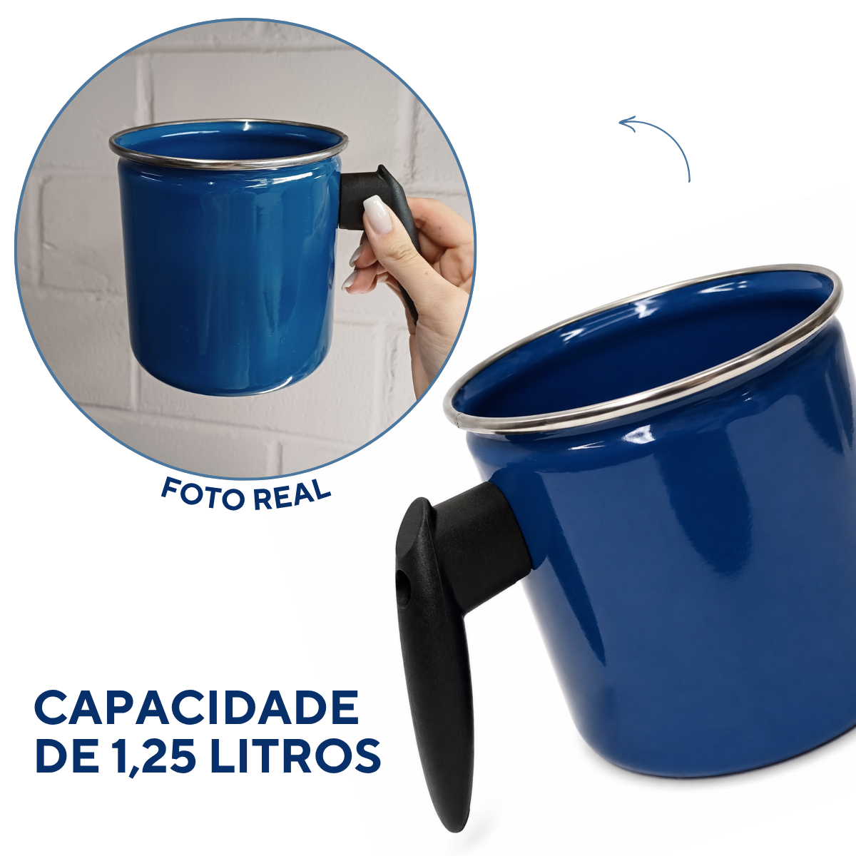 Leiteira Caneca Agata Aço Vitrificado 1,25 L Indução Leite