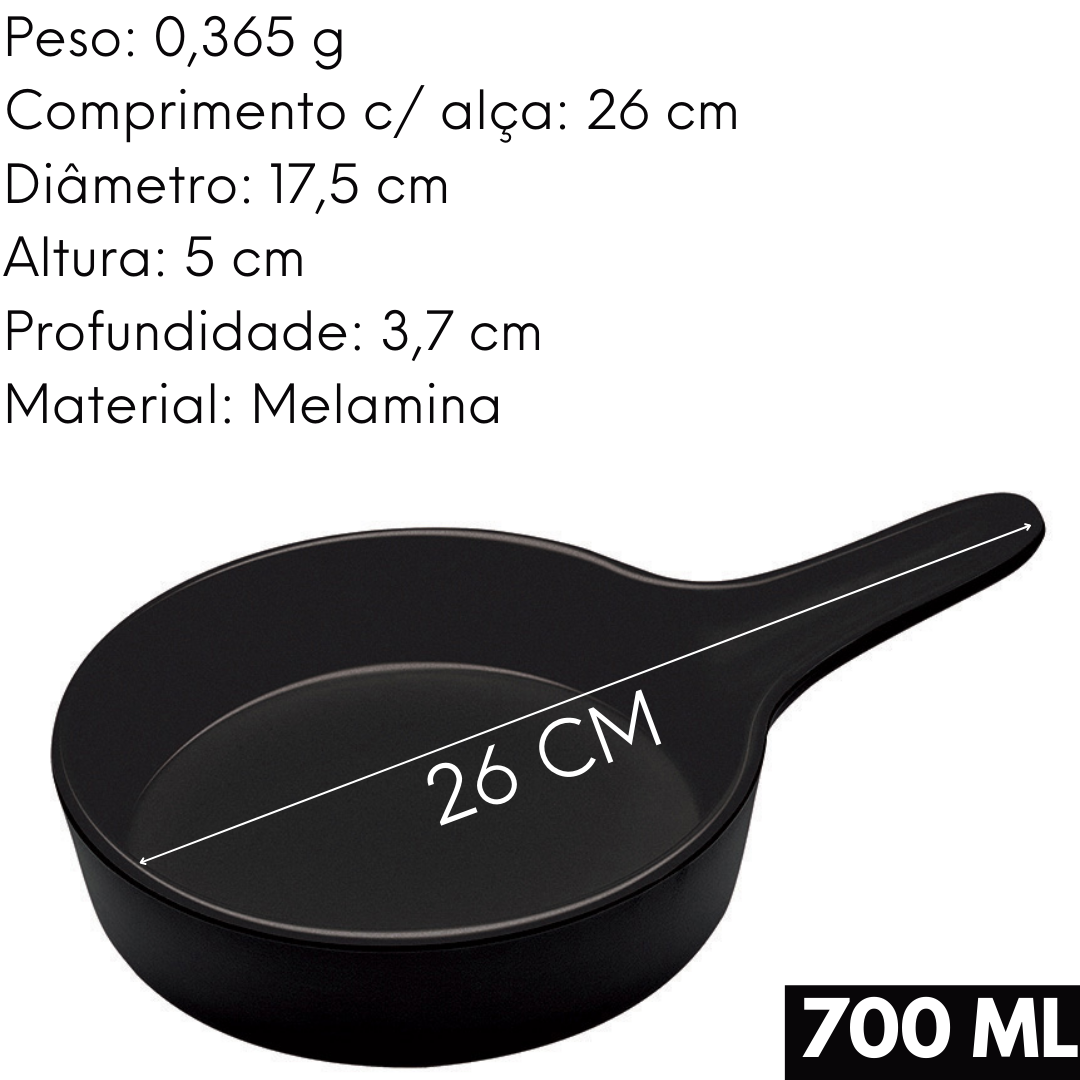 Mini Frigideira Preta de Melamina 26cm Etilux