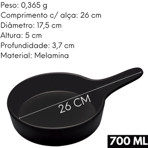 Mini Frigideira Preta de Melamina 26cm Etilux