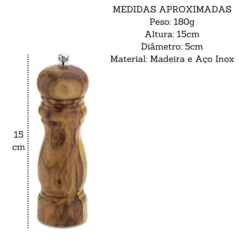 Moedor de Sal e Pimenta em Madeira Hercules Hercules