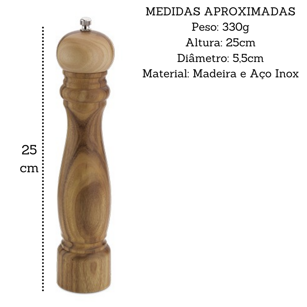 Moedor de Sal e Pimenta de Madeira Hercules