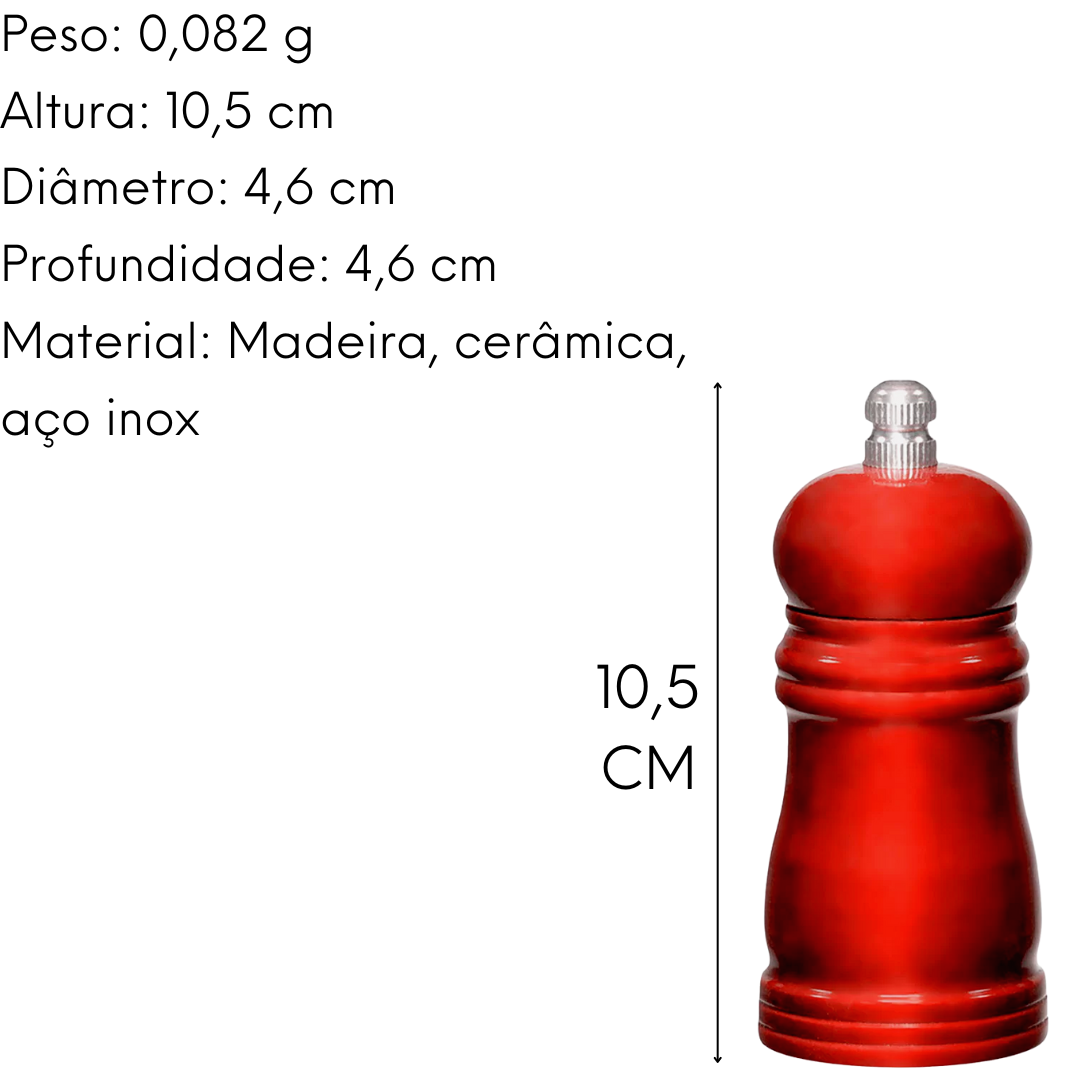 Moedor de Tempero Vermelho em Aço inox Etilux
