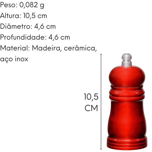 Moedor de Tempero Vermelho em Aço inox