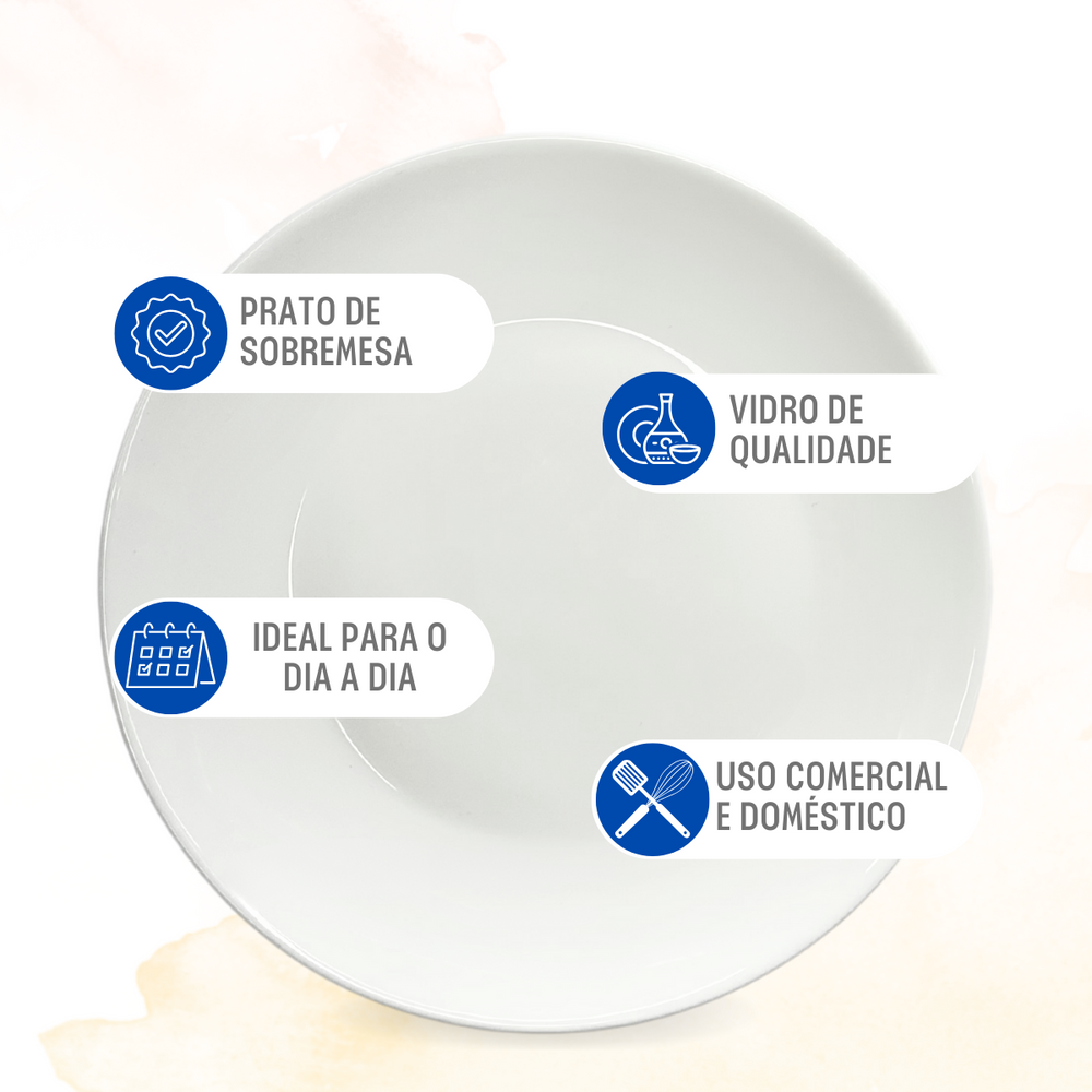 Prato Sobremesa 19cm Vidro - A Gourmet