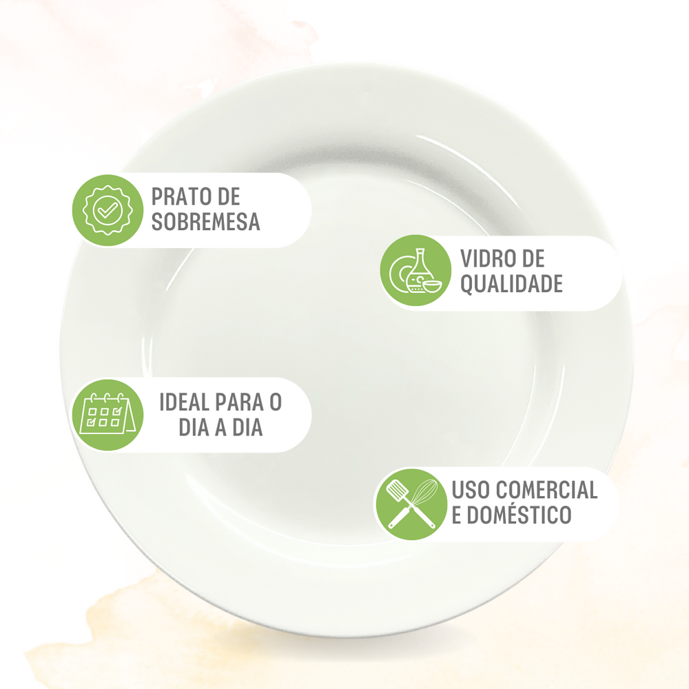 Prato Menu Raso Opaline Vidro Temperado - A Gourmet