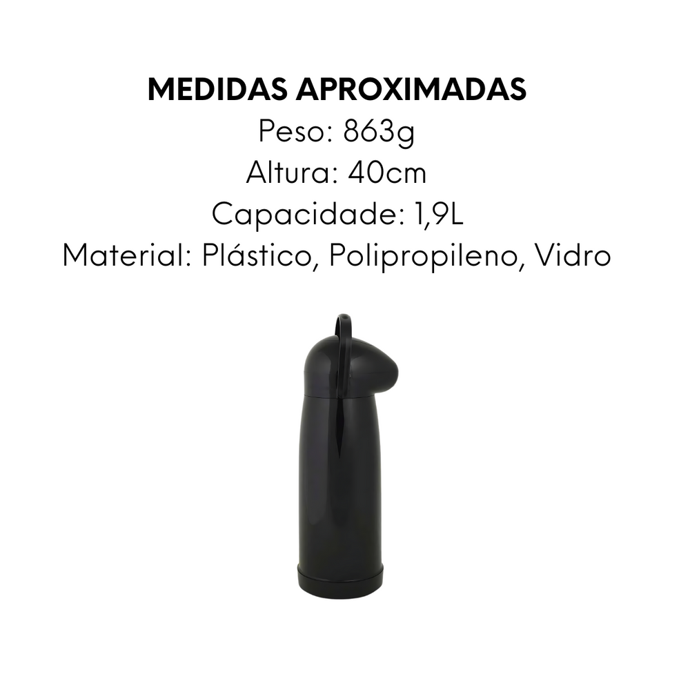 Garrafa Pressão Nobile 1,9L Preta - A Gourmet