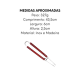 Pegador Para Churrasco de Aço Inox e Madeira - A Gourmet