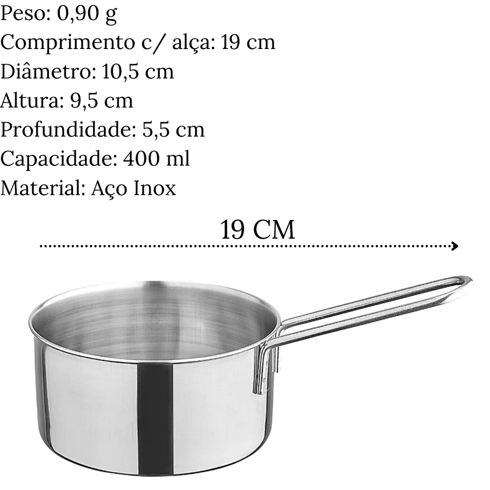 Mini Panela Viena 11 Cm Em Aço Inox C/ Alça Hauskraft