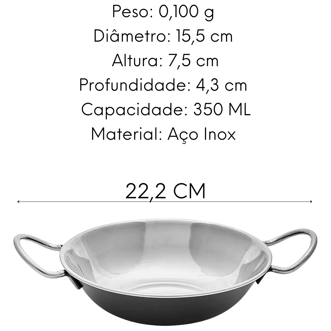 Mini Tacho Viena 15 cm de Aço Inox Etilux