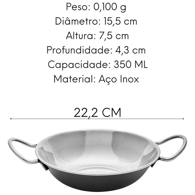 Mini Tacho Viena 15 cm de Aço Inox Main Image