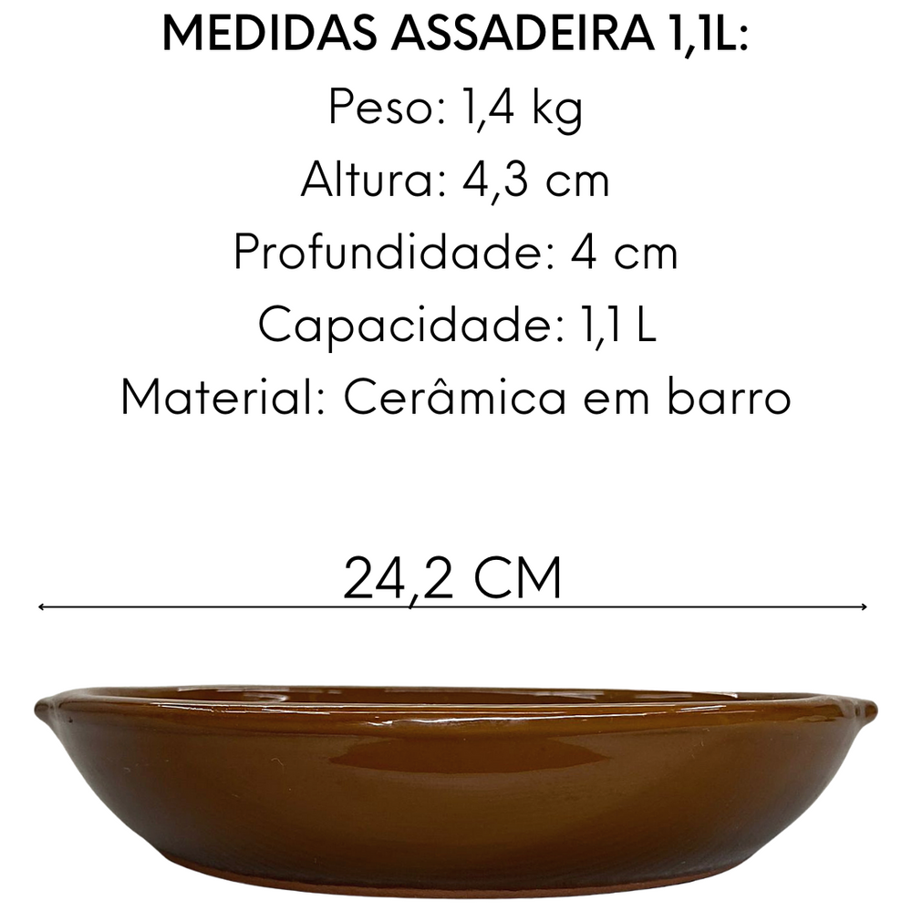 Prato Redondo Marrom Com Alça 24Cm 1,1L LaFaenza