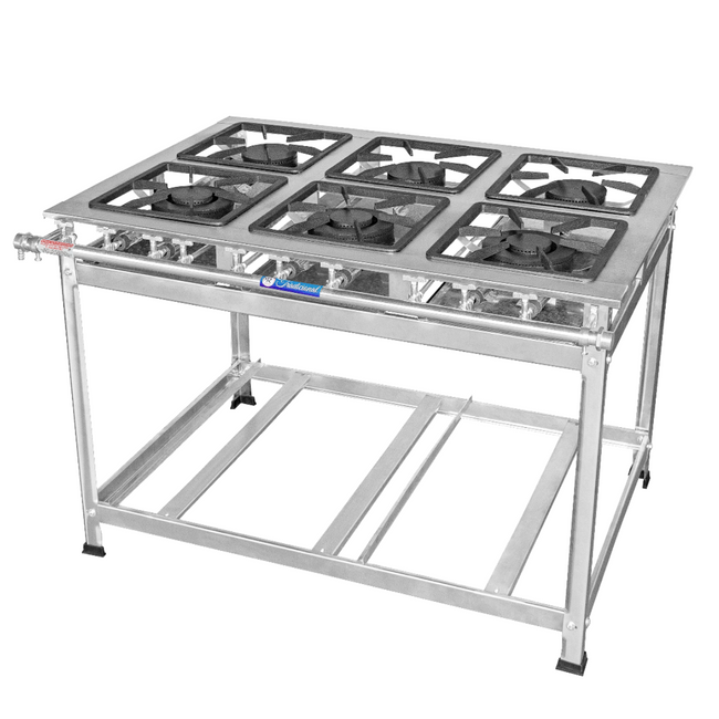 Fogão 6 Bocas Baixa Pressão Inox - A Gourmet Hover Image