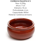 Cumbuca Paulista N2 800ml de Ceramica Barro