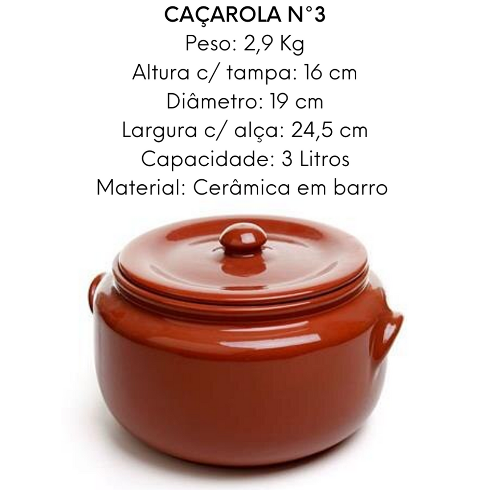 Caçarola V.M N3 em Cerâmica Barro 3L Motta