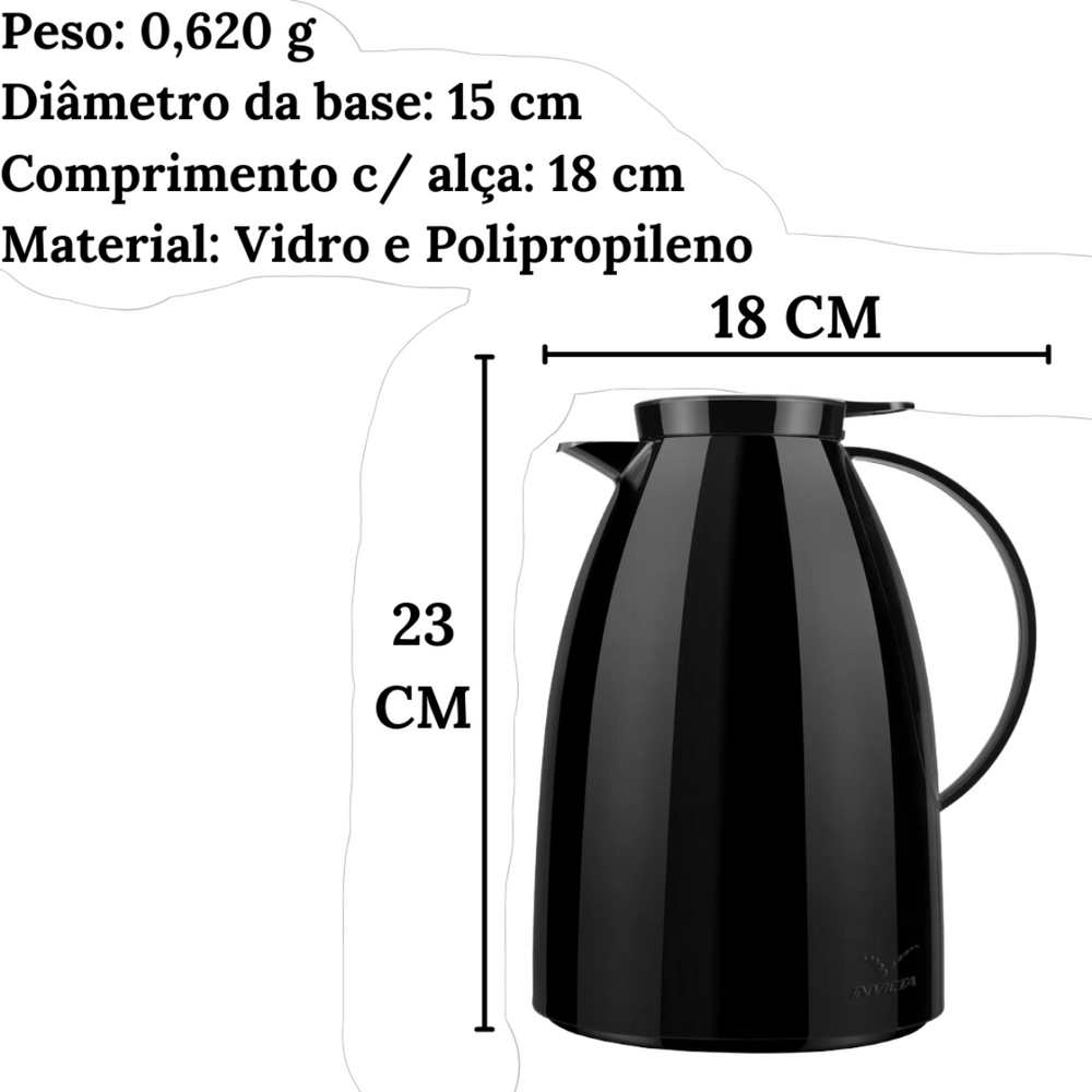 Bule Viena Termico Preto 1L Gatilho Invicta