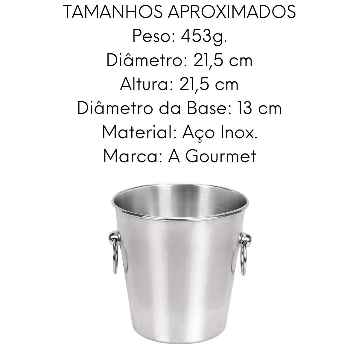 Balde de Gelo em Aço Inox Com Alça Imporiente