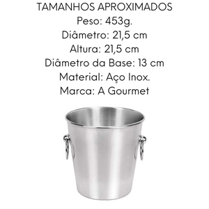 Balde de Gelo em Aço Inox Com Alça Imporiente