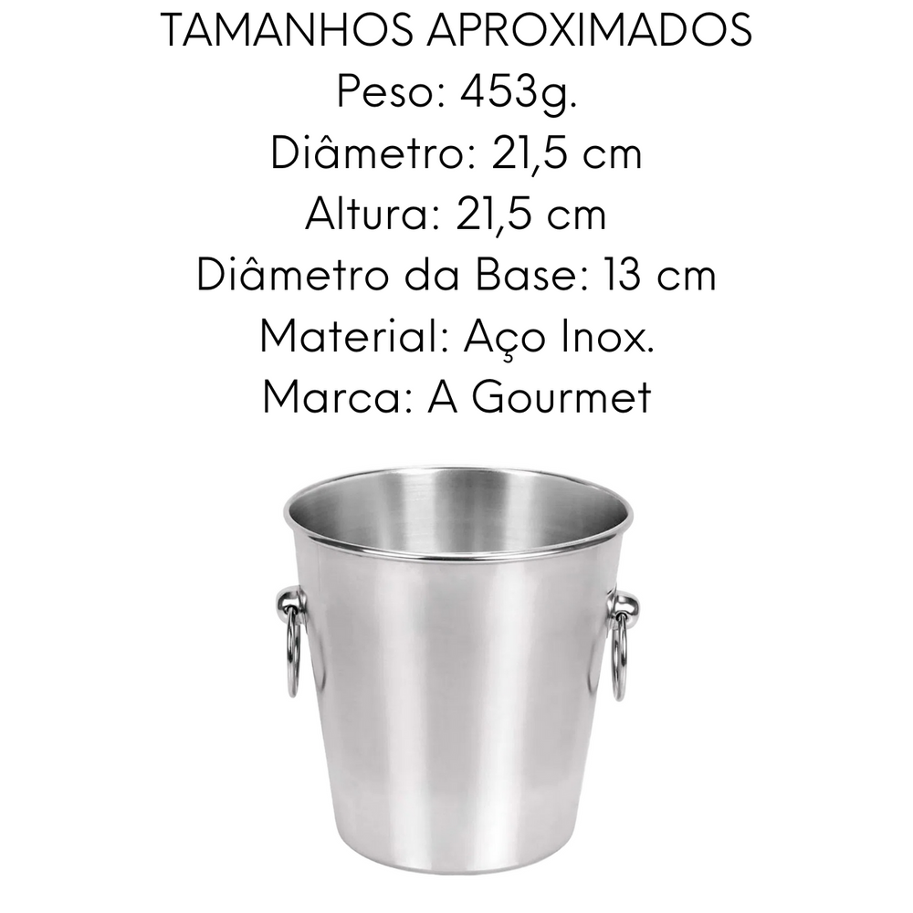 Balde de Gelo em Aço Inox Com Alça Imporiente