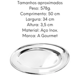 Travessa Servir Oval em Aço Inox 50cm KeHome