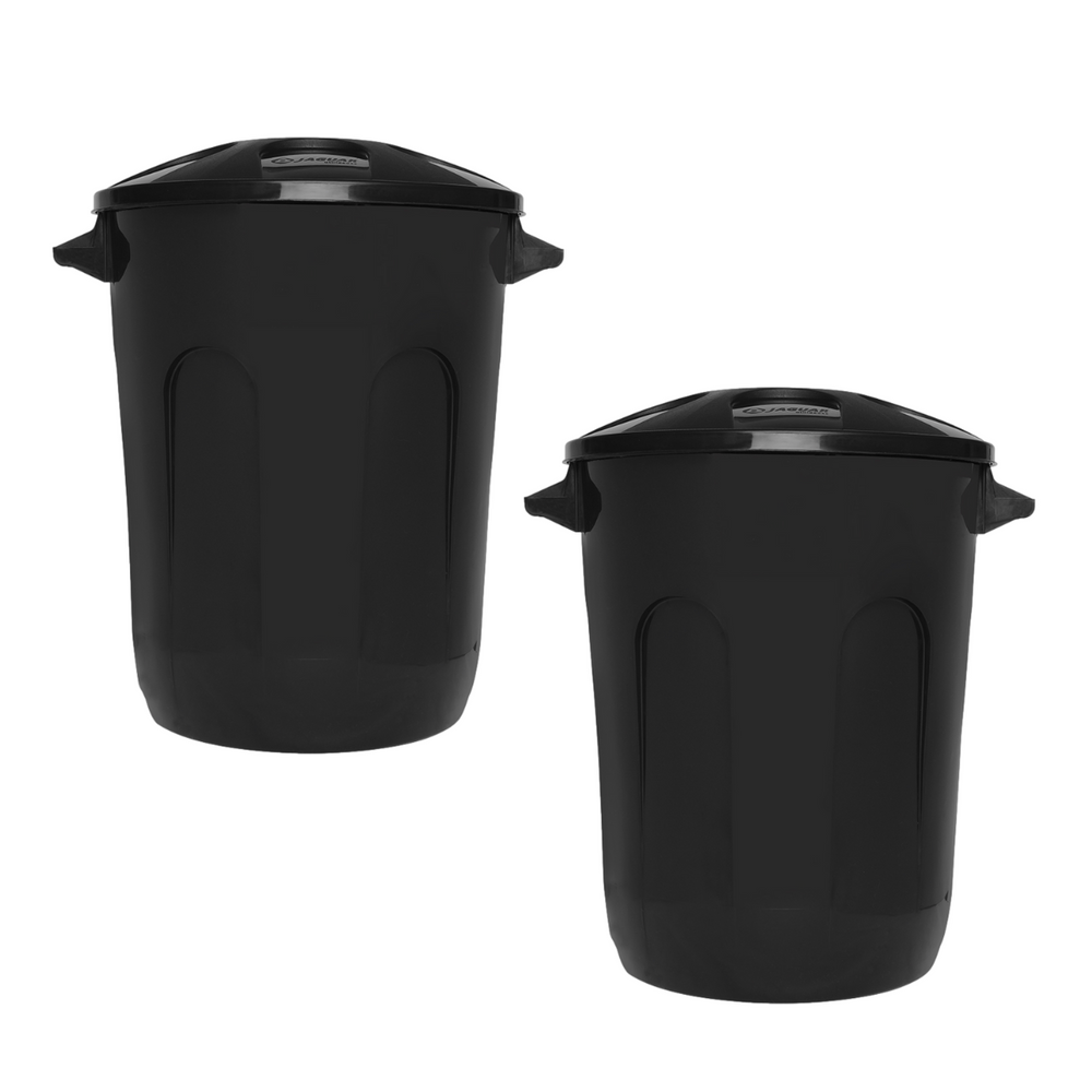 Lixeira Cesto Fechado Com Tampa 93L Preto Jaguar