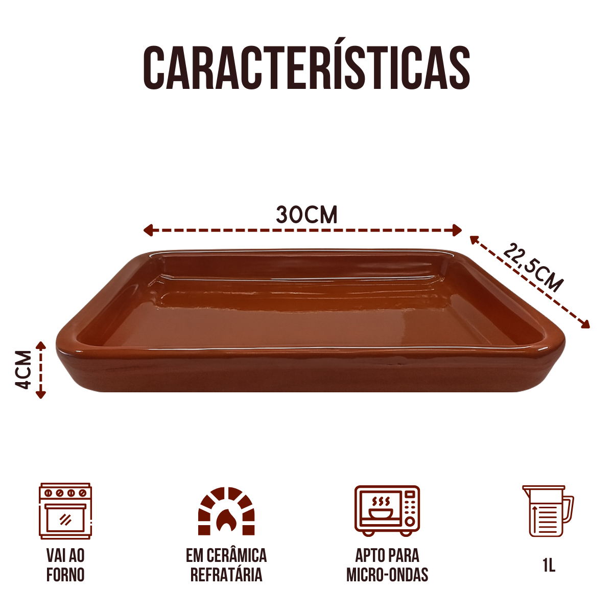 Assadeira Ceramica Barro 1Litro