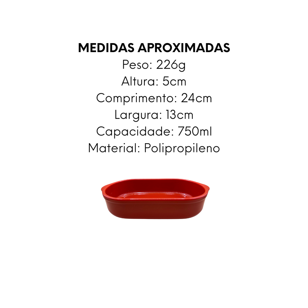 Assadeira Vermelha de Polipropileno 750ml - A Gourmet