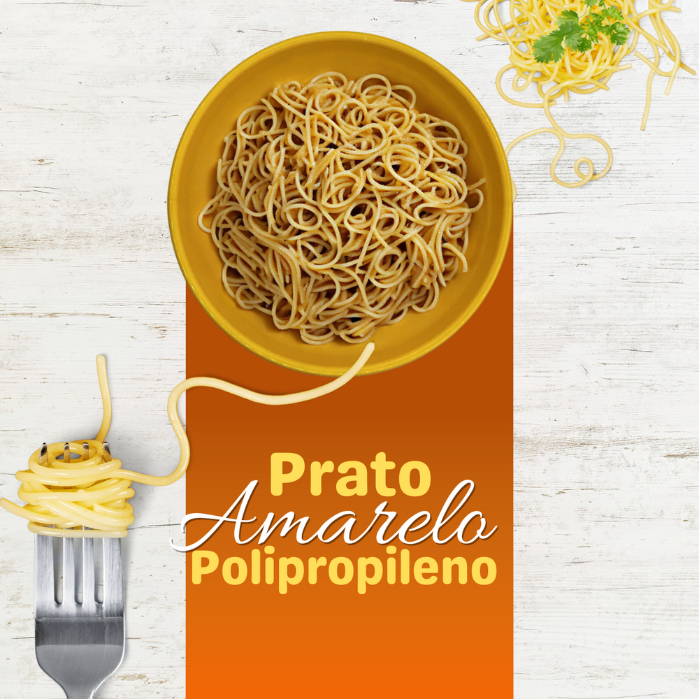 Prato de Polipropileno Amarelo 25cm - A Gourmet