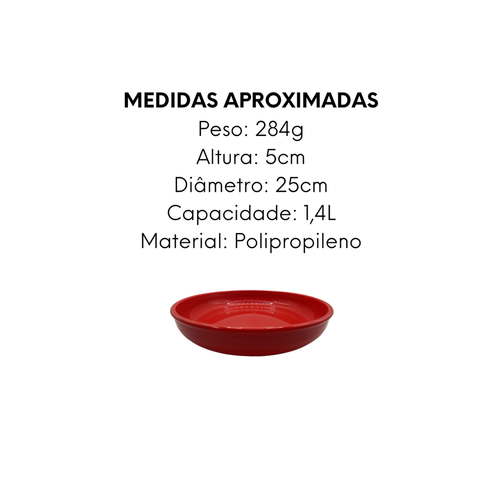 Prato de Polipropileno 25cm Vermelho - A Gourmet