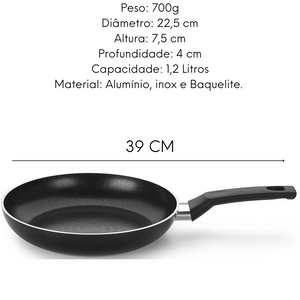 Frigideira Induct+ N22 de Aço Inox e Cabo Baquelite - A Gourmet