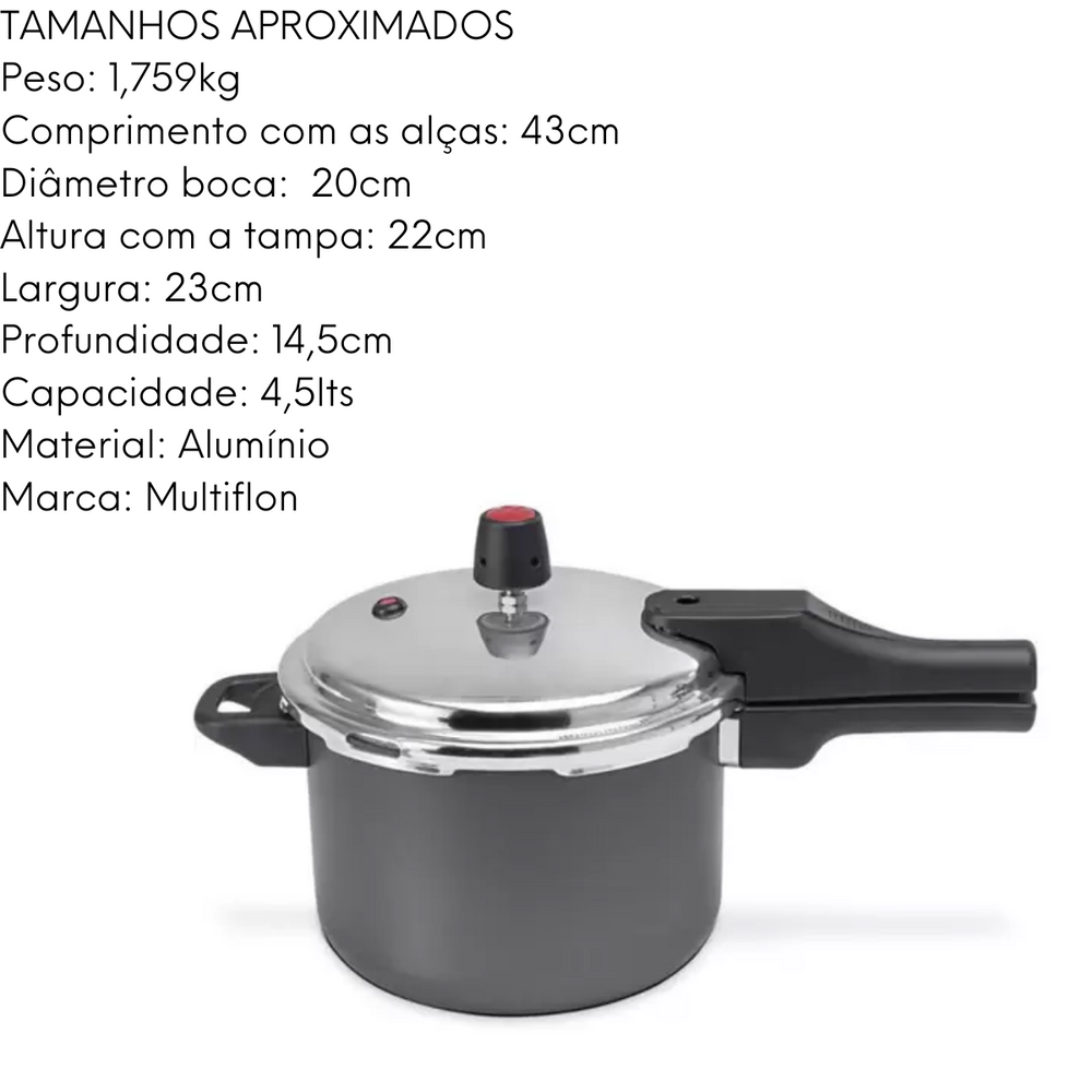 Panela de Pressão para Indução Multiflon 4,5L Multiflon