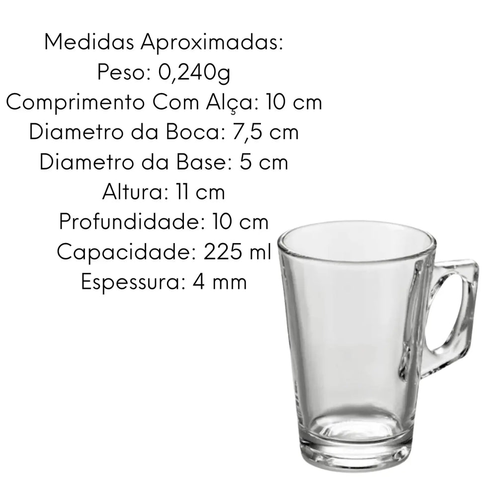 Caneca Experience 225ml Vidro Cappuccino Lyor