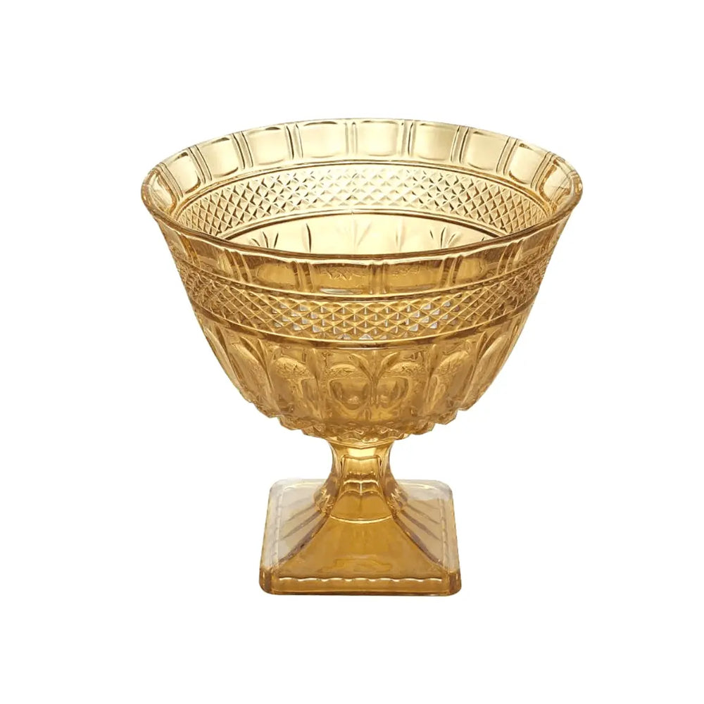 Centro De Mesa Ambar Amarelado C/ Pé Lyor 26cm Lyor